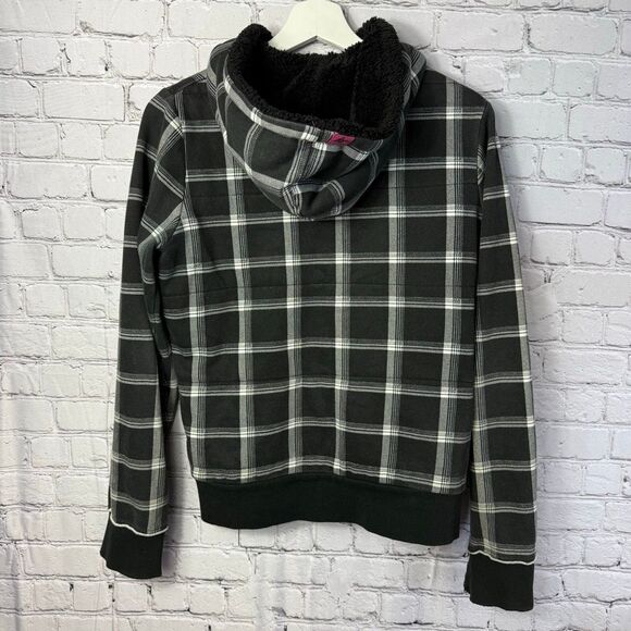 Vintage Billabong Roxy Style Striped Sherpa Lined Full Zip Hoodie Size Large - Picture 6 of 13